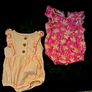 3-6 month rompers, no stains, washed